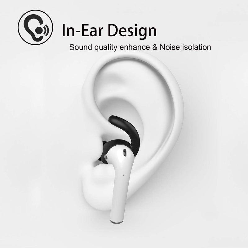 REEYEAR Anti-Slip Earhooks Soft Silicone Skin Compatible with Apple Headphone 2 & 1 Lightweight Sound Quality Enhancement for Headphones Outdoor Activities in-Ear EarHook 2 Pairs White & Black - Image 5
